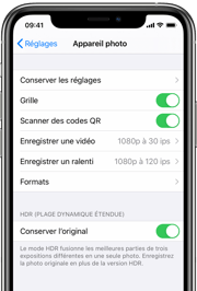iphone réglages
